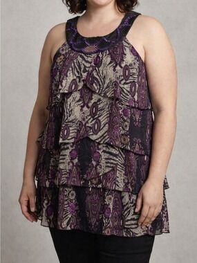 😍CLEARANCE -  MXM Beaded Tiered Top Size 20